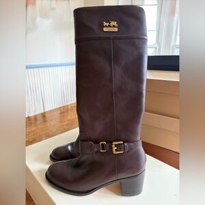 Coach Chestnut Sapphire Calf Tall Leather Boots